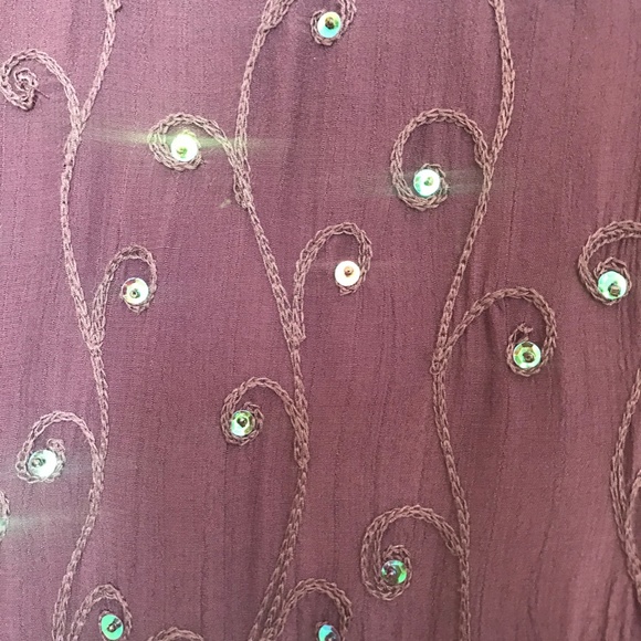 Long Purple Dress with Green Iridescent Sequins - Picture 9 of 12